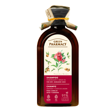Pomegranate and Argan Oil Shampoo for Dry, Damaged Hair | 350ml (11.83 Fl.oz) | Moisturizing, Nourishing, Restores Shine and Smoothness. Vegan 91% Natural Ingredients